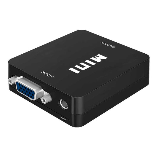 Adaptador de VGA a HDTV Convertidor Video Audio Analogica 1080p Negro para PC Ordenador Portatil Monitor TV HDTV Conversor VGA2HDTV Resolucion Full HD