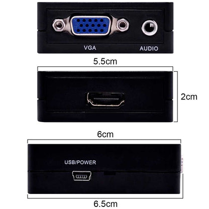 Adaptador de VGA a HDTV Convertidor Video Audio Analogica 1080p Negro para PC Ordenador Portatil Monitor TV HDTV Conversor VGA2HDTV Resolucion Full HD
