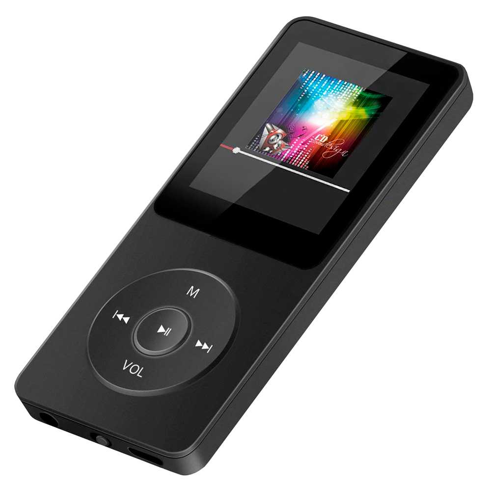 Reproductor MP3 MP4 Player Negro Lector de Musica Audio Video Pantalla Iluminada 1.8 Pulgadas Radio Fotos Altavoz Integrado Grabadora Alarma Bluetooth BT Ranura para Tarjeta de Memoria TF Micro SD