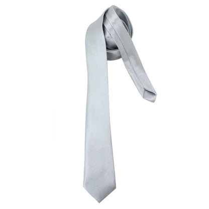 Corbata estrecha de poliester unisex  estilo clásico para eventos, textura suave. C/PLATA