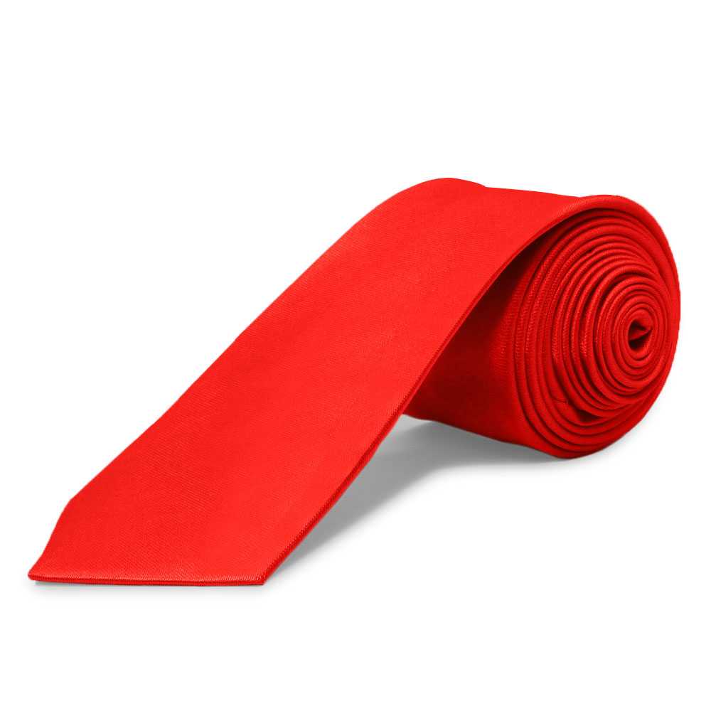 Corbata Estrecha Unisex sin Estampado Satinado Rojo para Celebraciones y Eventos 100% Poliéster