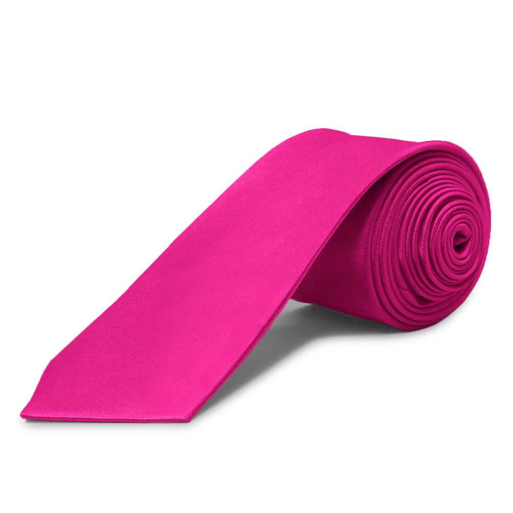 Corbata Estrecha Unisex sin Estampado Satinado Fucsia para Celebraciones y Eventos 100% Poliéster