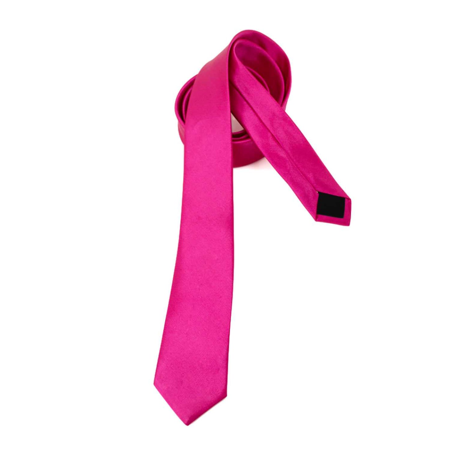 Corbata Estrecha Unisex sin Estampado Satinado Fucsia para Celebraciones y Eventos 100% Poliéster