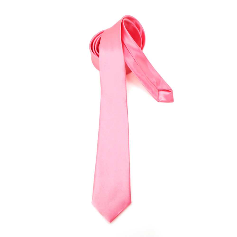 Corbata Estrecha Unisex sin Estampado Satinado Rosa para Celebraciones y Eventos 100% Poliéster