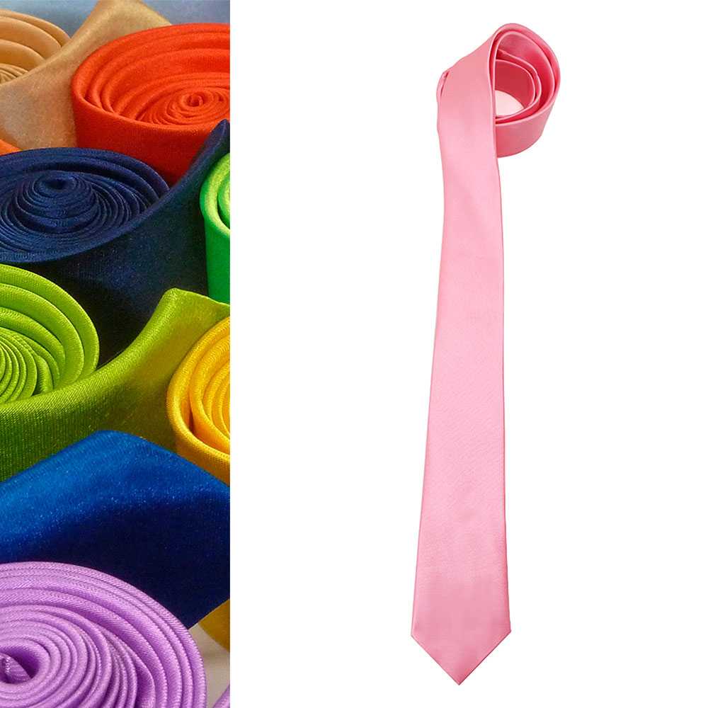 Corbata Estrecha Unisex sin Estampado Satinado Rosa para Celebraciones y Eventos 100% Poliéster