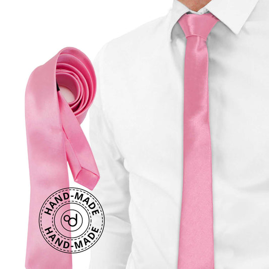 Corbata Estrecha Unisex sin Estampado Satinado Rosa nº11 para Celebraciones y Eventos 100% Poliéster
