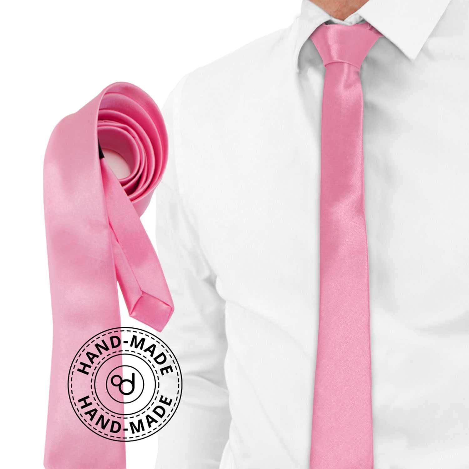 Corbata Estrecha Unisex sin Estampado Satinado  Rosa nº11 para Celebraciones y Eventos 100% Poliéster