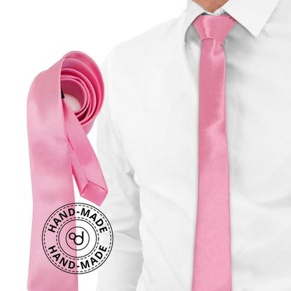 Corbata Estrecha Unisex sin Estampado Satinado  Rosa nº11 para Celebraciones y Eventos 100% Poliéster