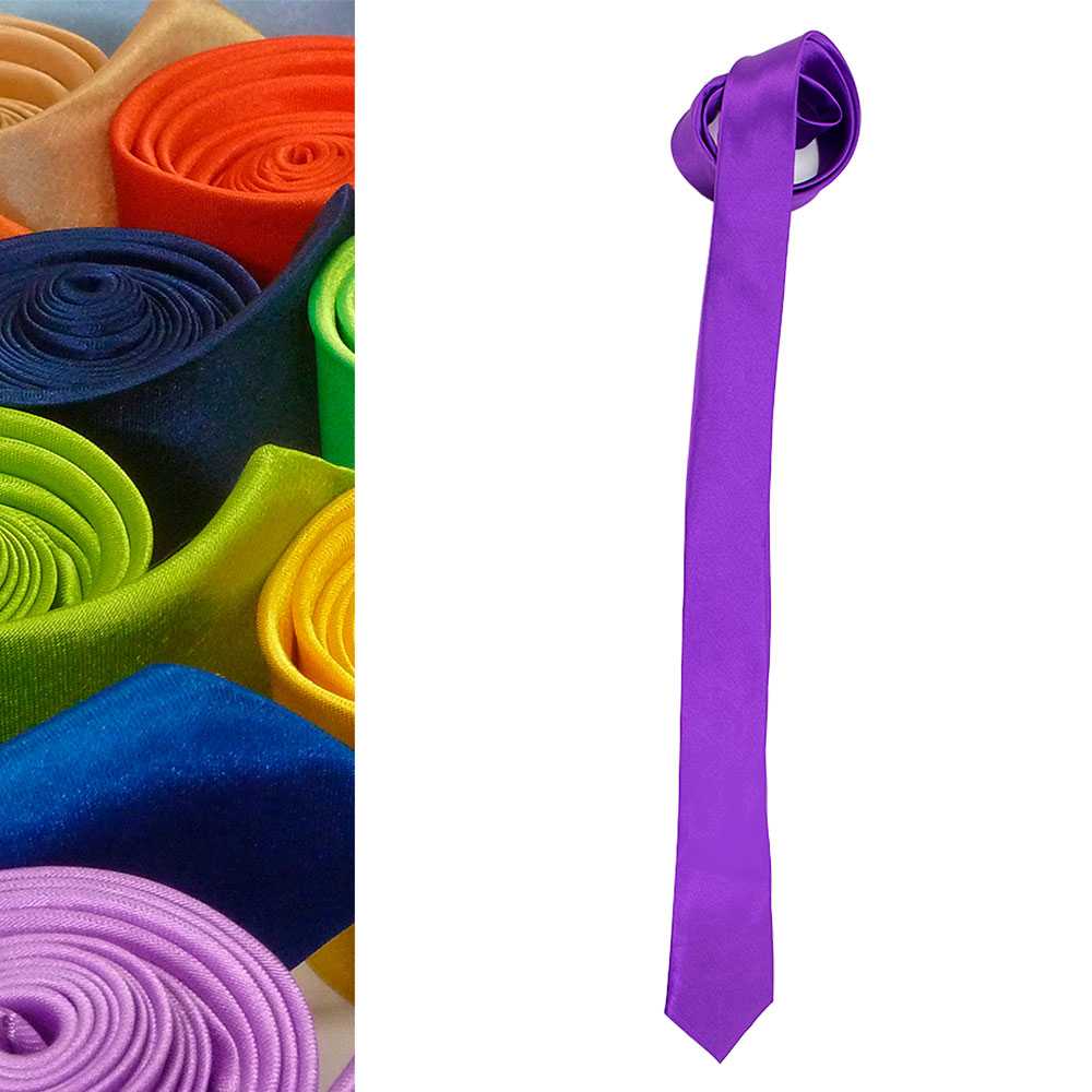 Corbata Estrecha Unisex sin Estampado Satinado Morado nº2 para Celebraciones y Eventos 100% Poliéster