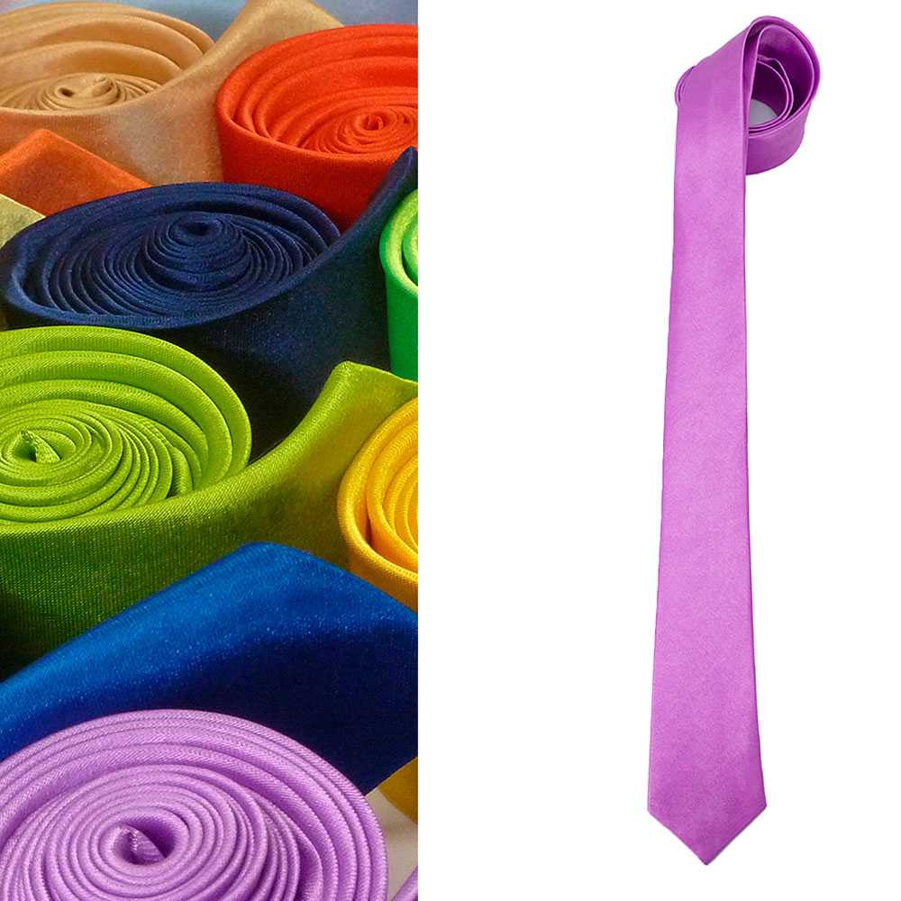 Corbata Estrecha Unisex sin Estampado Satinado Morado nº3 para Celebraciones y Eventos 100% Poliéster