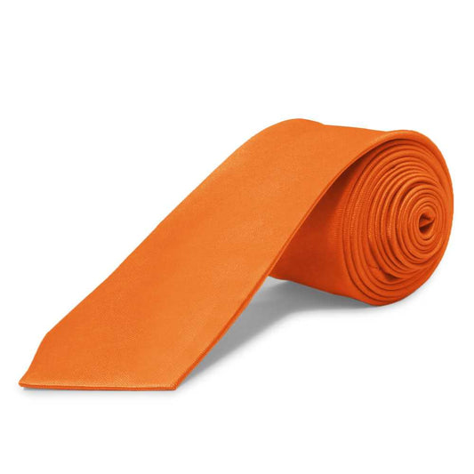 Corbata Estrecha Unisex sin Estampado Satinado Naranja para Celebraciones y Eventos 100% Poliéster