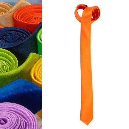 Corbata Estrecha Unisex sin Estampado Satinado Naranja para Celebraciones y Eventos 100% Poliéster