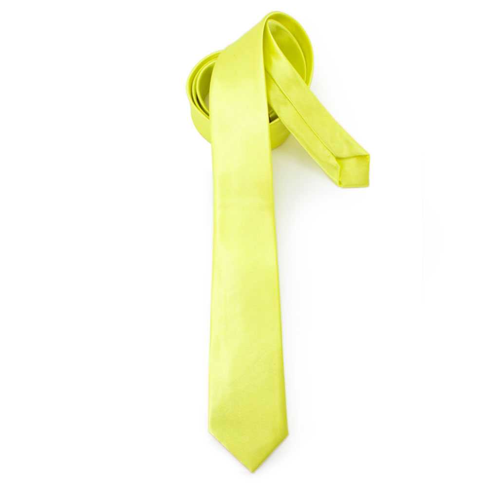 Corbata Estrecha Unisex sin Estampado Satinado Amarillo Claro para Celebraciones y Eventos 100% Poliéster