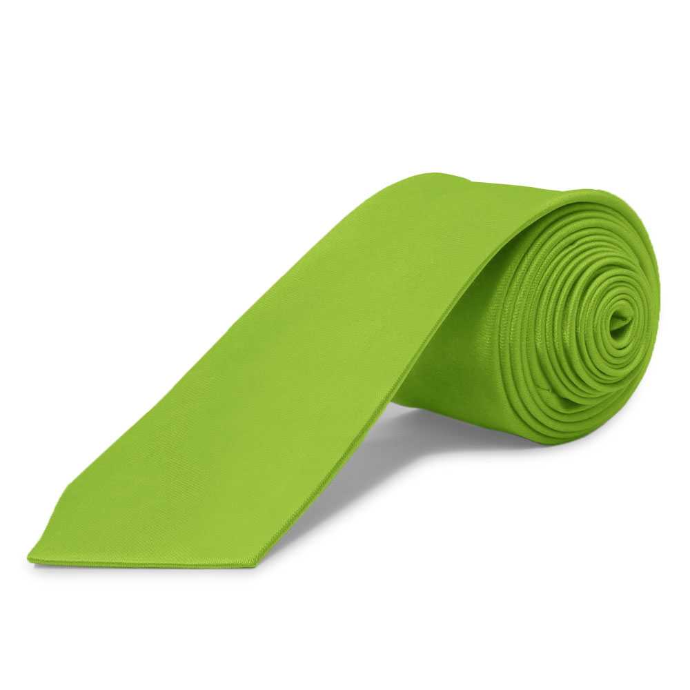 Corbata Estrecha Unisex sin Estampado Satinado Verde Oliva para Celebraciones y Eventos 100% Poliéster