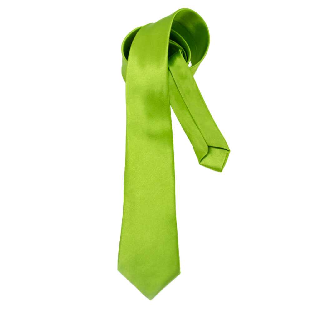 Corbata Estrecha Unisex sin Estampado Satinado Verde Oliva para Celebraciones y Eventos 100% Poliéster