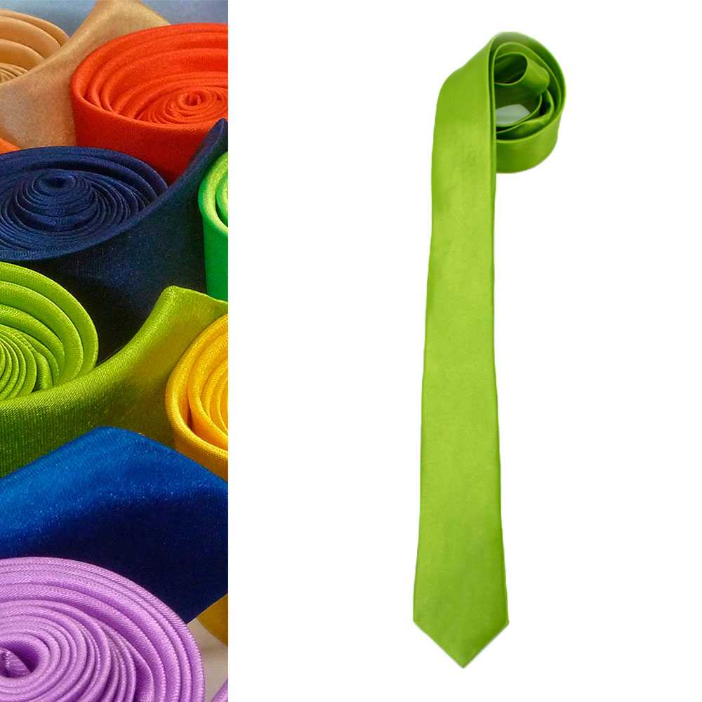 Corbata Estrecha Unisex sin Estampado Satinado Verde Oliva para Celebraciones y Eventos 100% Poliéster