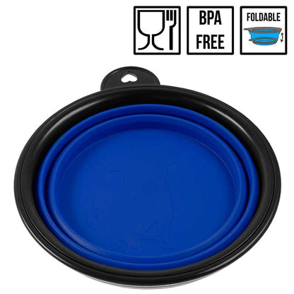 Bebedero Plegable Perro, Vaso Plegable de 350ml, Azul, Bebedero gatos, Comedero, Bebedero Perro Portátil