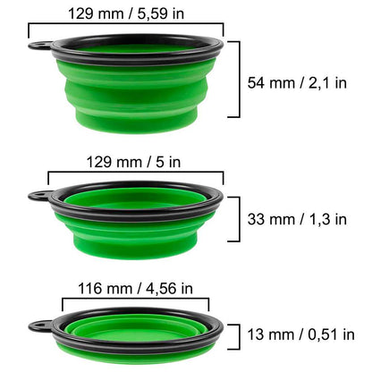 Bebedero Plegable Perro, Vaso Plegable de 350ml, Verde, Bebedero gatos, Comedero, Bebedero Perro Portátil