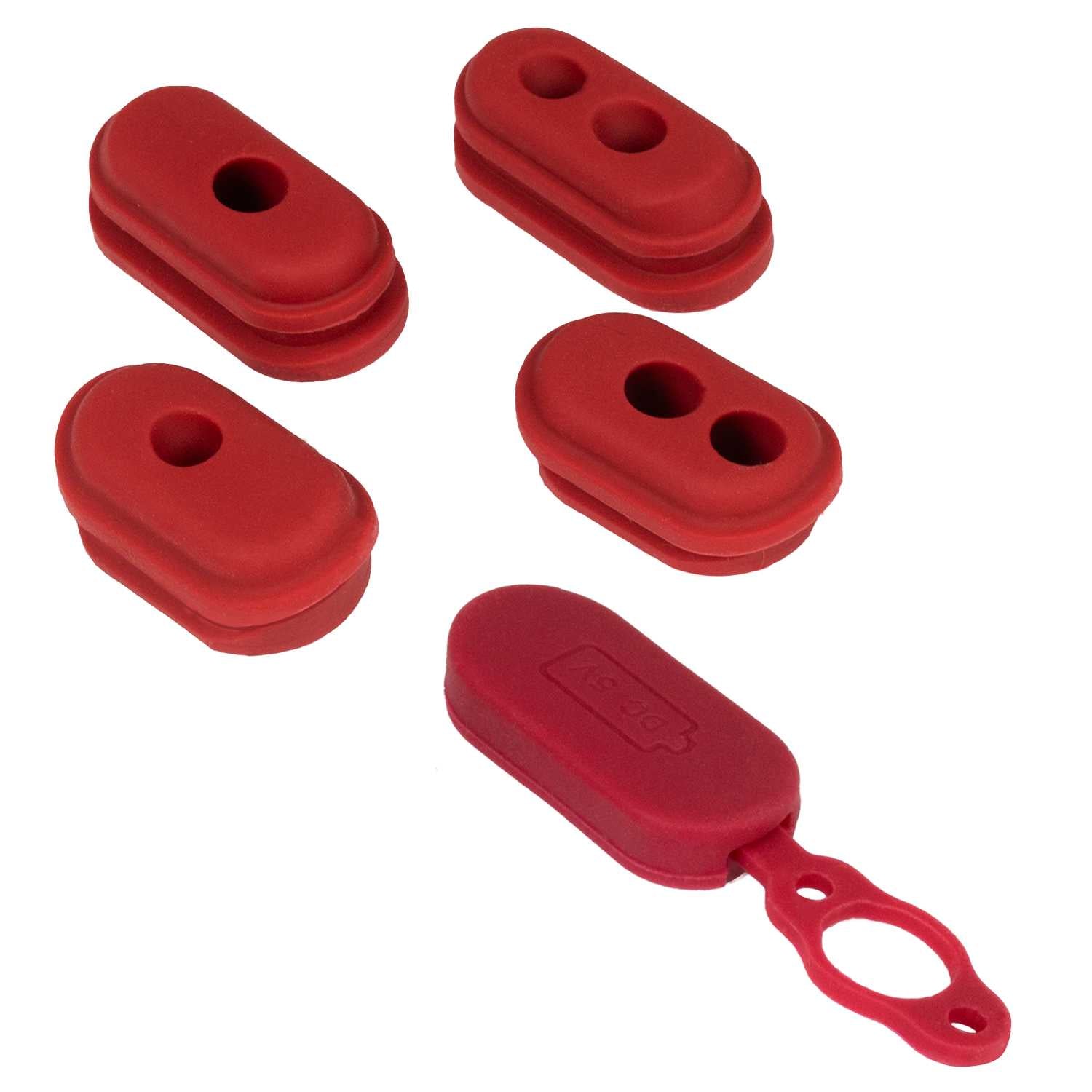 5 Tapones de Goma Blanda Rojos Compatible con Patin Electrico Xiaomi M365 Cubiertas Antipolvo Tapon de Silicona Patinete