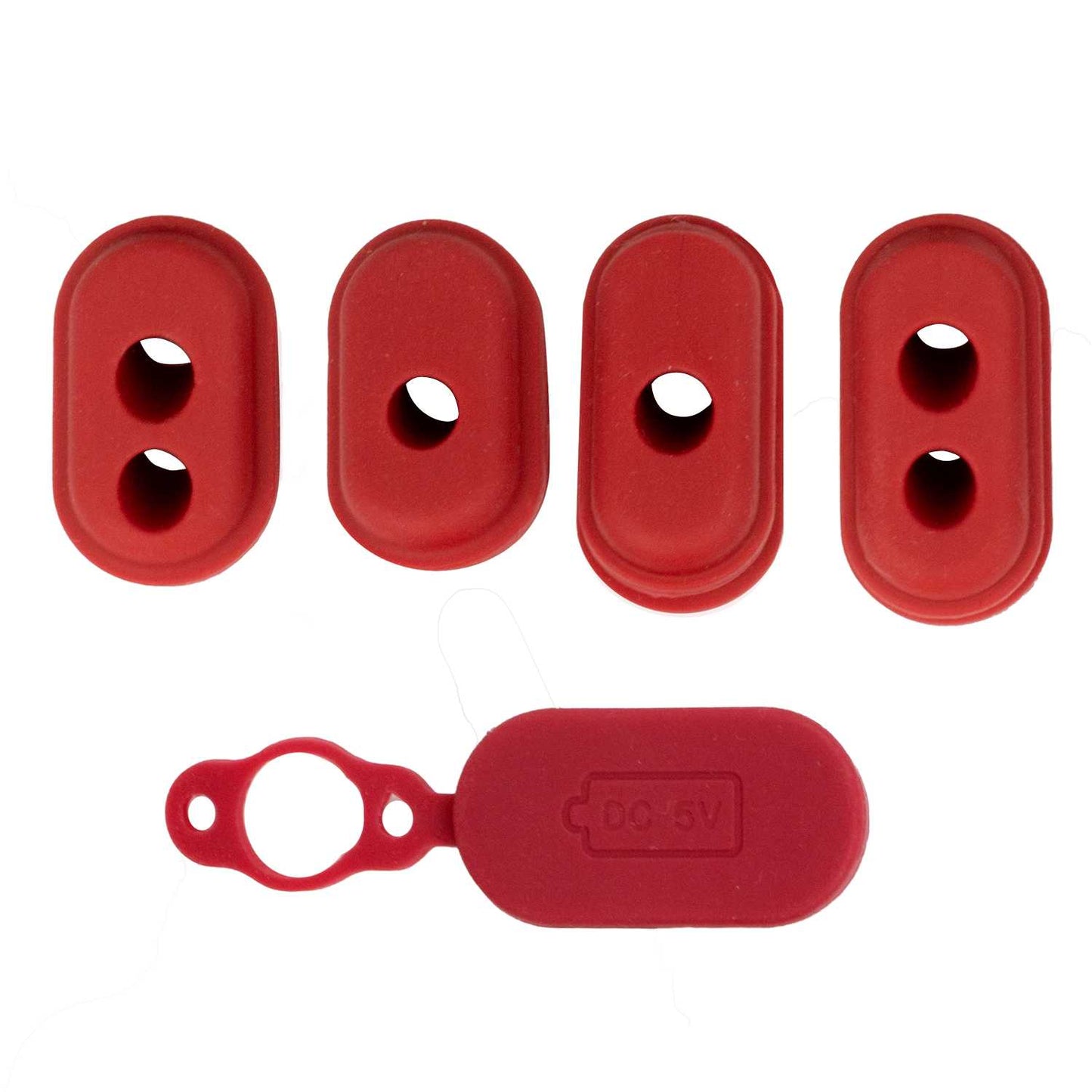 5 Tapones de Goma Blanda Rojos Compatible con Patin Electrico Xiaomi M365 Cubiertas Antipolvo Tapon de Silicona Patinete