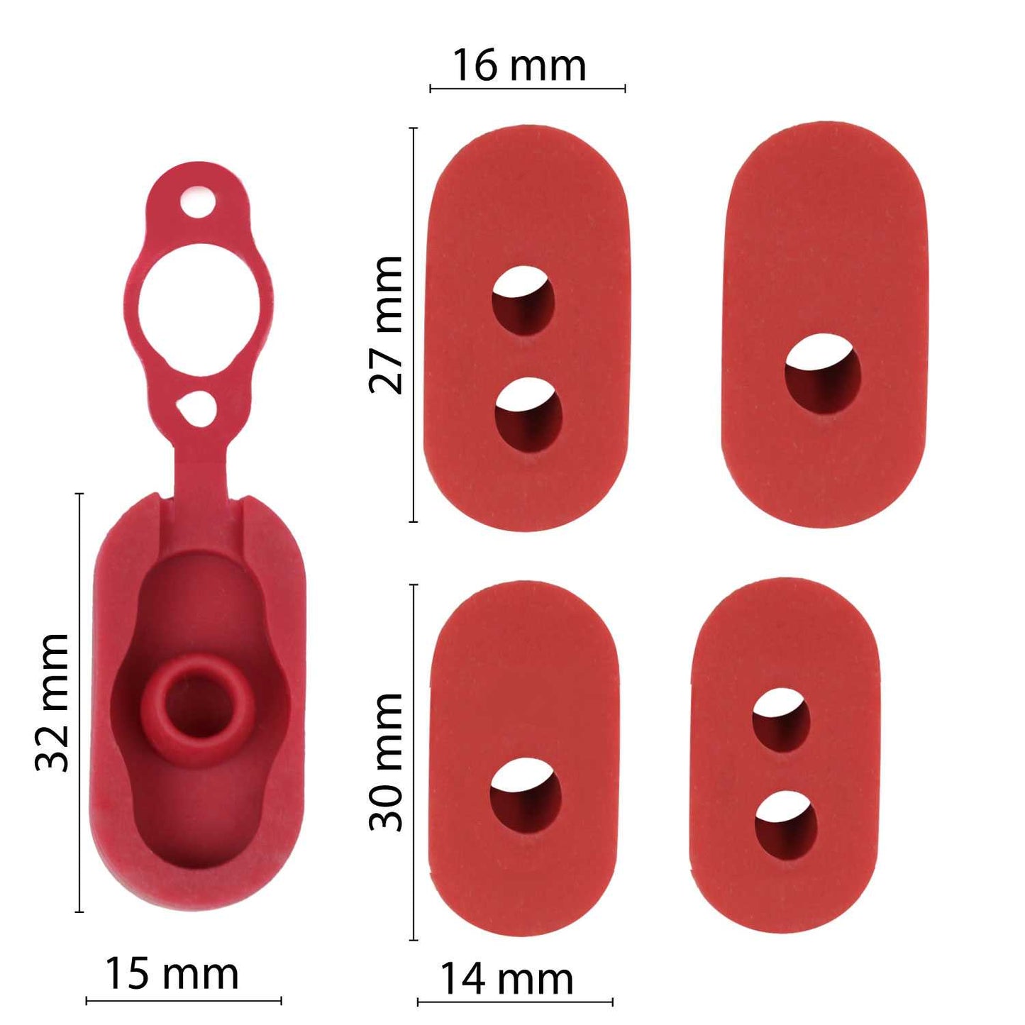 5 Tapones de Goma Blanda Rojos Compatible con Patin Electrico Xiaomi M365 Cubiertas Antipolvo Tapon de Silicona Patinete