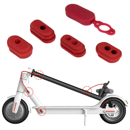 5 Tapones de Goma Blanda Rojos Compatible con Patin Electrico Xiaomi M365 Cubiertas Antipolvo Tapon de Silicona Patinete