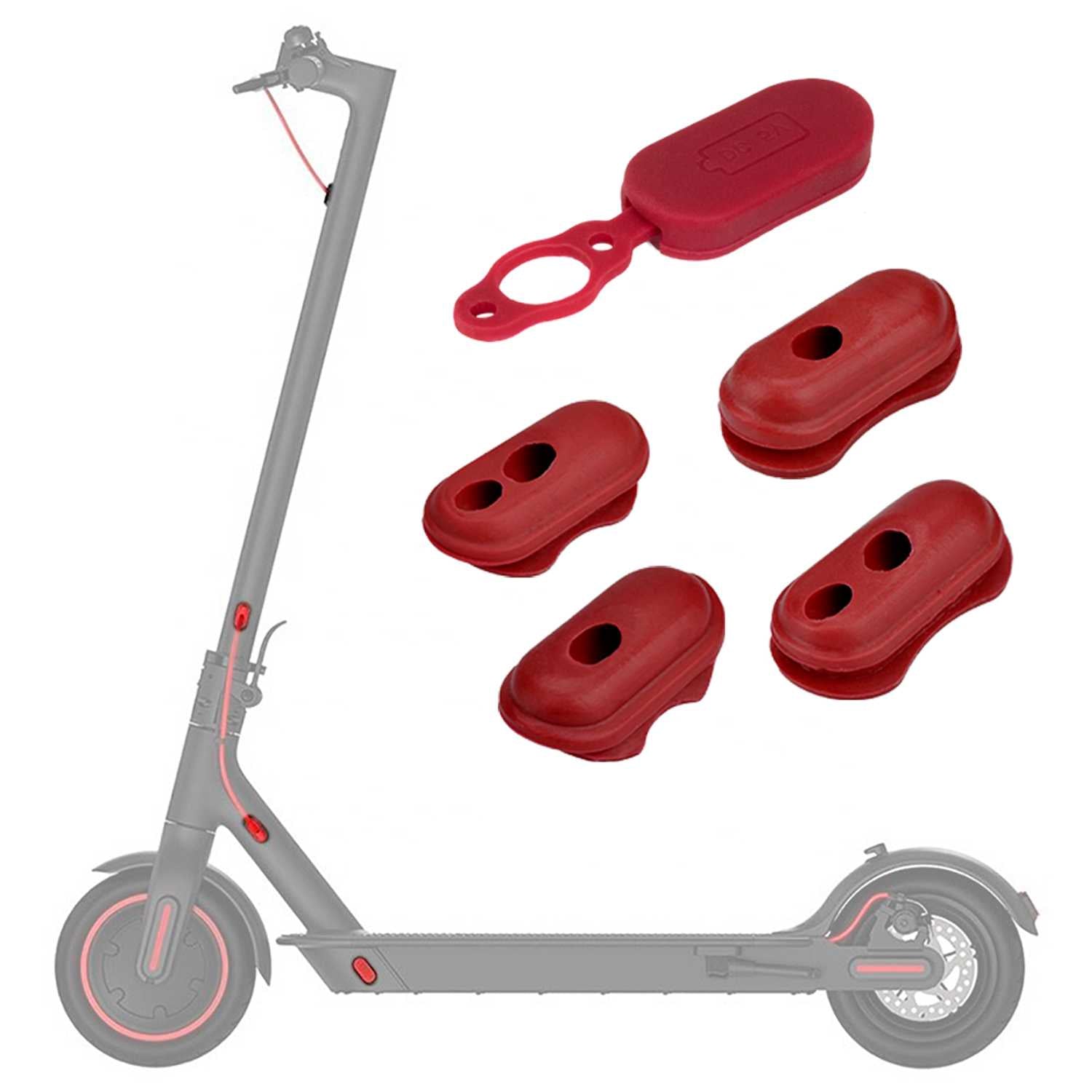 5 Tapones de Goma Blanda Rojos Compatible con Patin Electrico Xiaomi M365 Cubiertas Antipolvo Tapon de Silicona Patinete