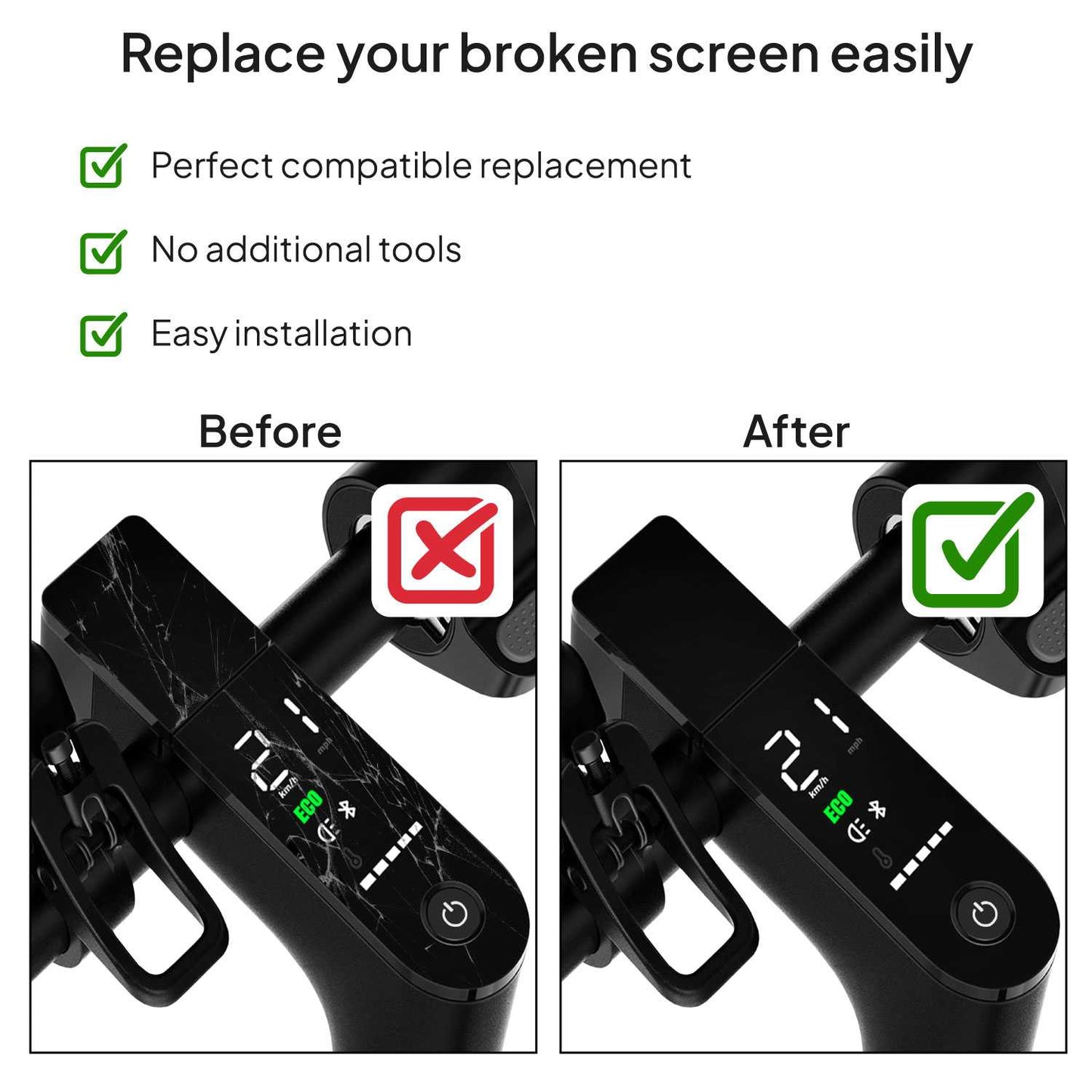 Tapa de Pantalla de Repuesto para Patín Électrico Compatible con Xiaomi 1S M365 Pro Scooter Eléctrico en Negro
