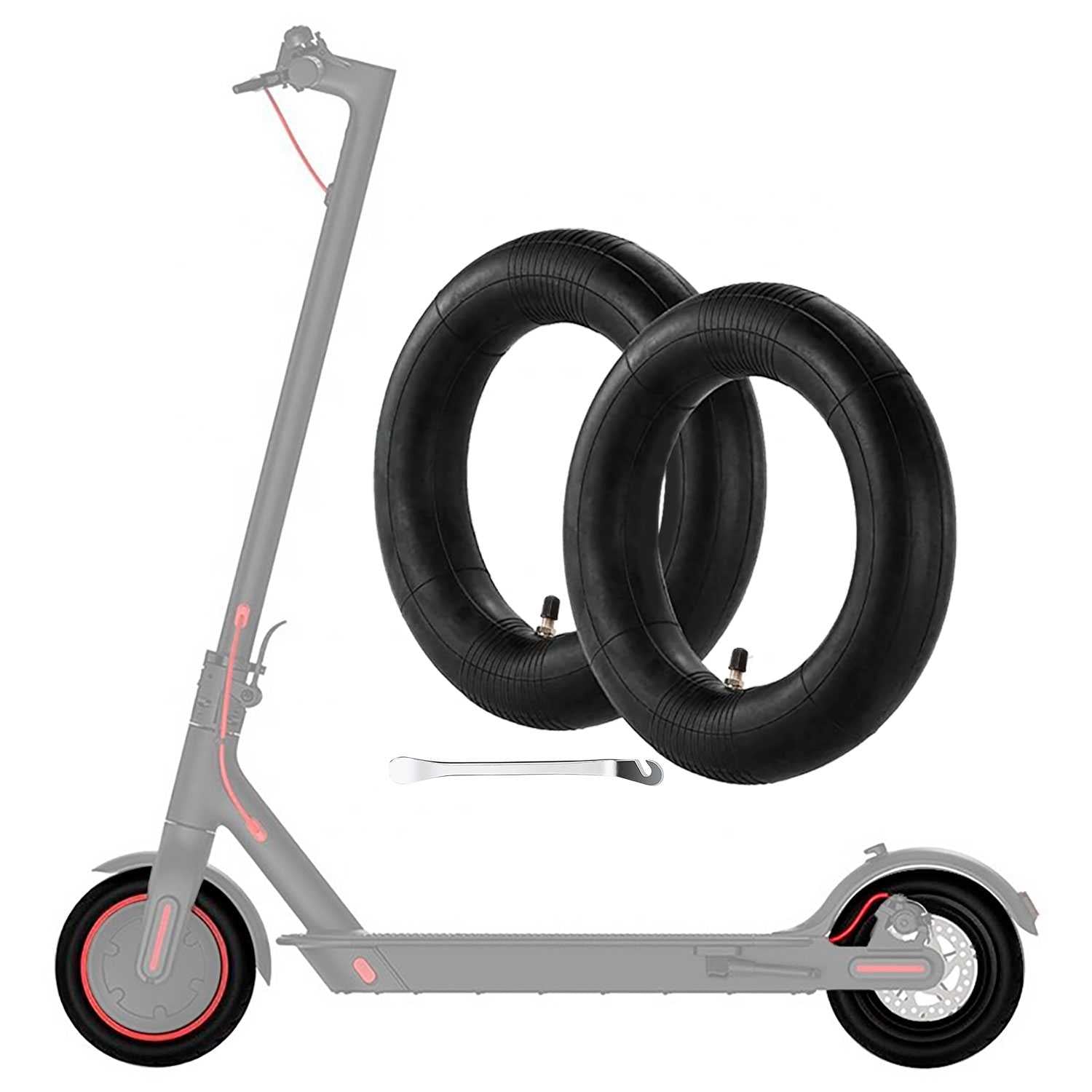 2 Camaras de Aire 10x2 Pulgadas Compatible con Patinete Electrico Xiaomi Scooter 1S/Essential/M365/Pro/Pro2 Recambio Camara Neumatico Negro