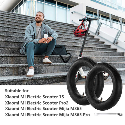 2 Camaras de Aire 10x2 Pulgadas Compatible con Patinete Electrico Xiaomi Scooter 1S/Essential/M365/Pro/Pro2 Recambio Camara Neumatico Negro