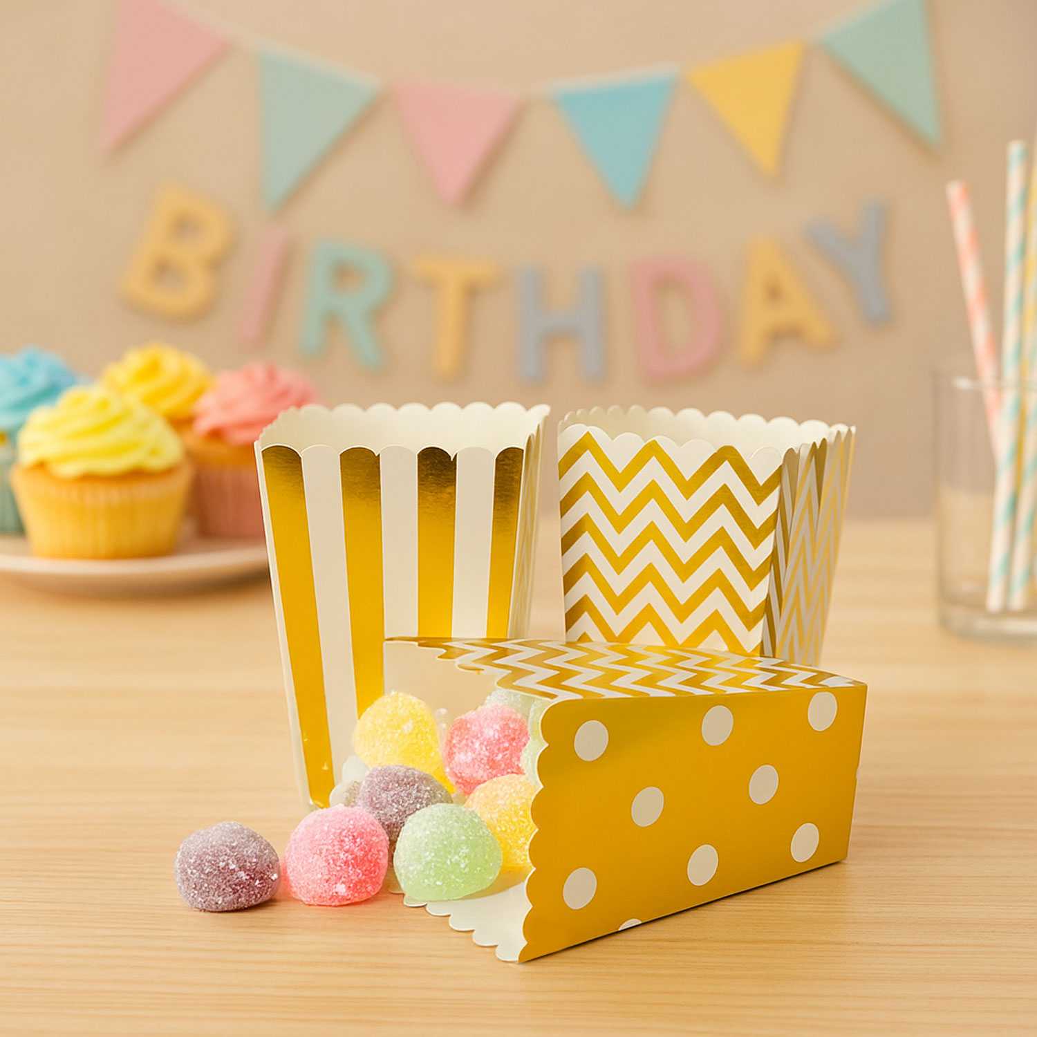 Bolsas Carton 18pcs para Baby shower, Cajas para Fiestas, Navidad Y Cumpleaños,  Bolsas de Palomitas, retro box, Patatas, Nuggets, Cajas de Dulces.