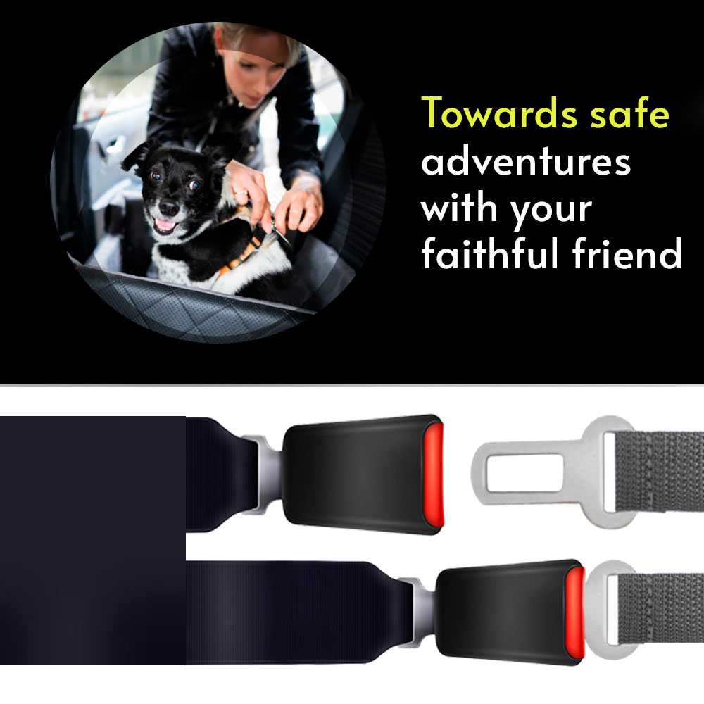 Cinturon de Seguridad para Mascotas, Cinturon ajustable de Nylon para Trasportar Mascotas, cinturon para mascotas asiento coche Negro
