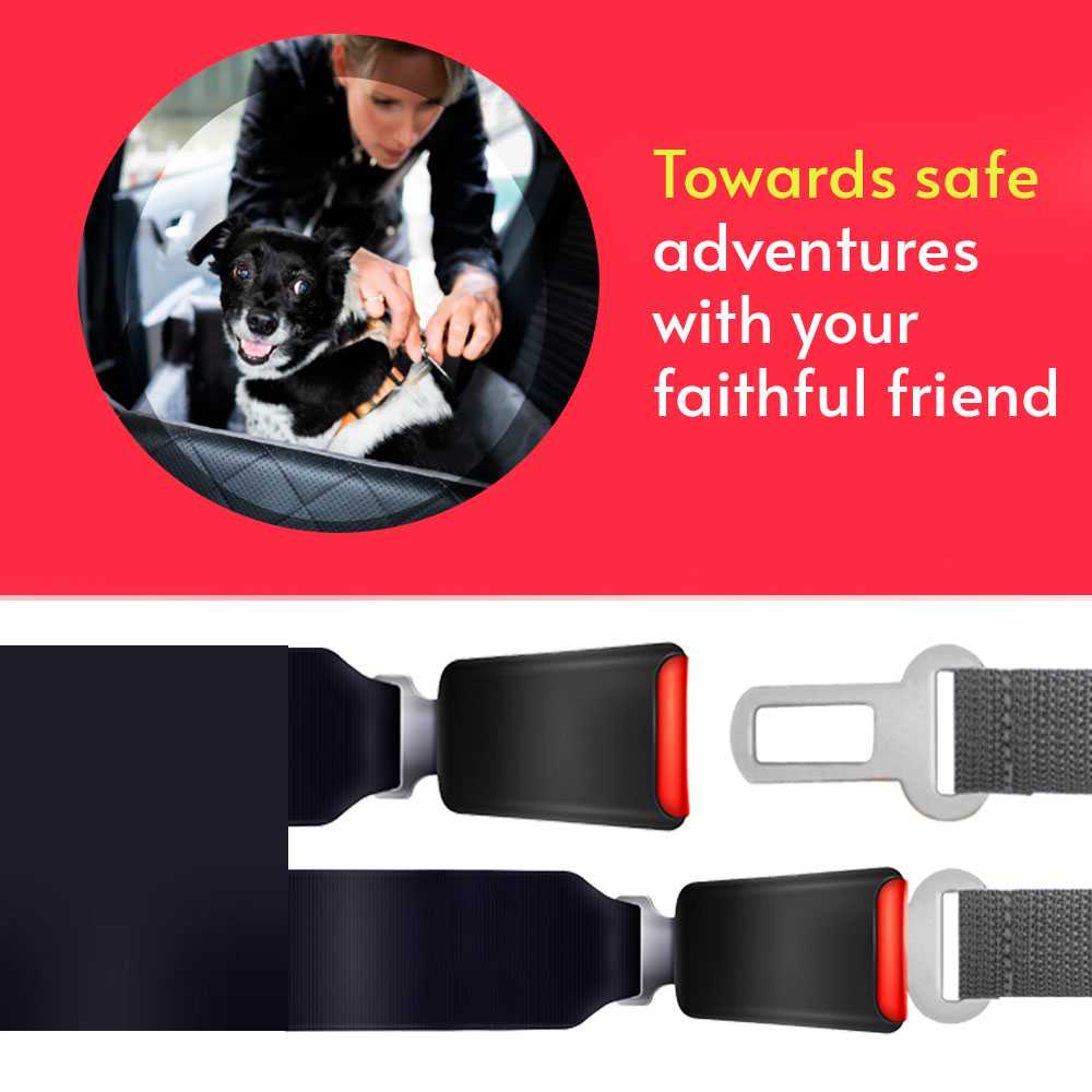 Cinturon de Seguridad para Mascotas, Cinturon ajustable de Nylon para Trasportar Mascotas, cinturon para mascotas asiento coche Rojo