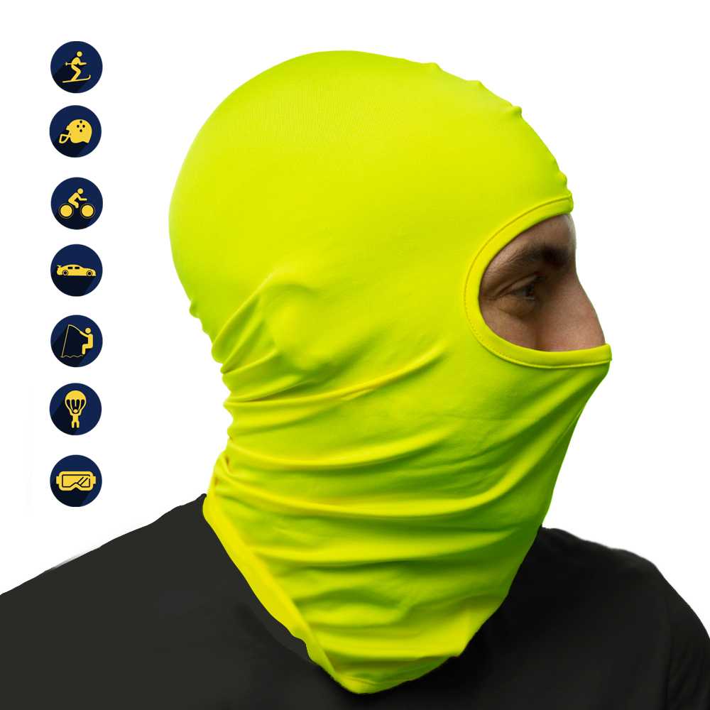 Pasamontañas Bufanda Protector UV Amarillo Fluorescente para Deportes al Aire Libre Esqui Dias Frios Invierno Airsoft Paintball