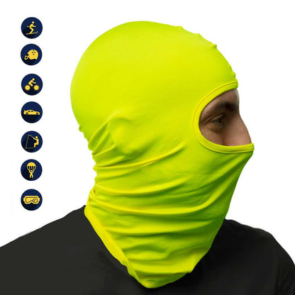 Pasamontañas Bufanda Protector UV Amarillo Fluorescente para Deportes al Aire Libre Esqui Dias Frios Invierno Airsoft Paintball