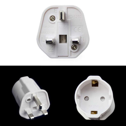 Adaptador de Enchufe EU a UK, Convertidor de 2 Pines a 3 Pines, Tipo C, E y F a Tipo G, Blanco