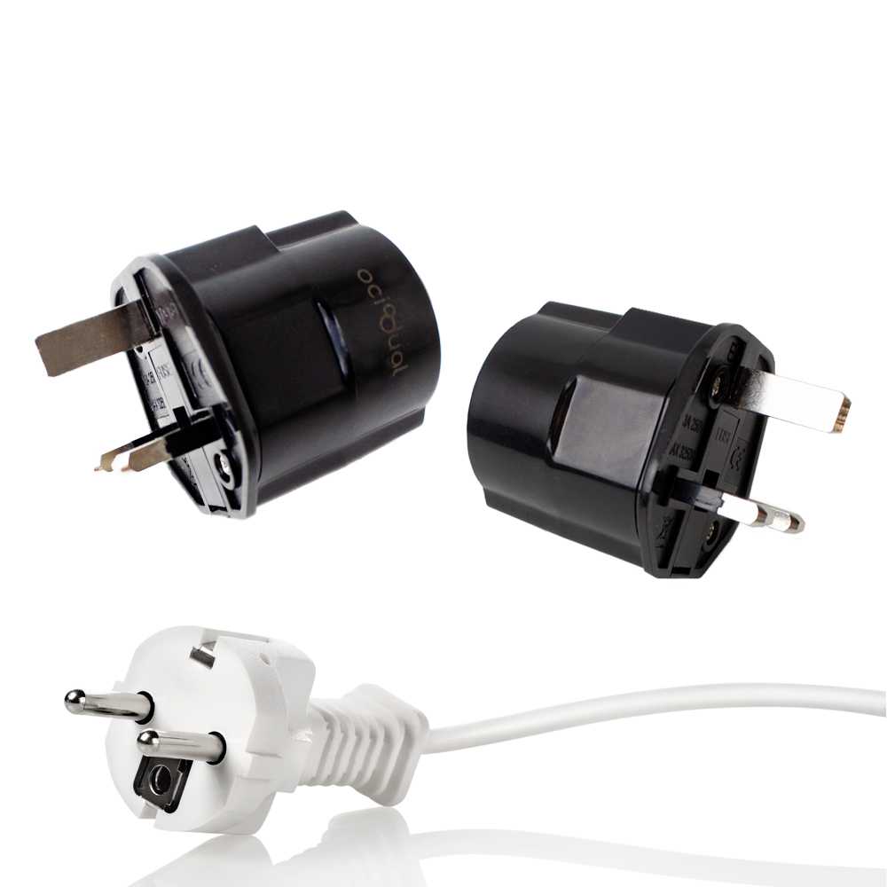 Adaptador de Enchufe EU a UK, Convertidor de 2 Pines a 3 Pines, Tipo C, E y F a Tipo G, Negro