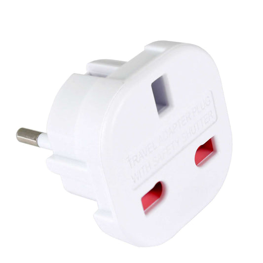 Adaptador de Enchufe UK a EU, Convertidor de 3 Pines a 2 Pines, Tipo G a Tipo C,E y F, Blanco