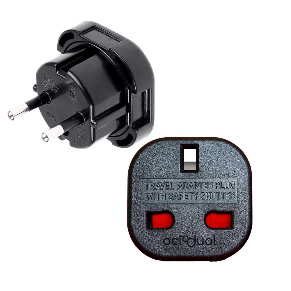 Adaptador de Enchufe UK a EU, Convertidor de 3 Pines a 2 Pines, Tipo G a Tipo C,E y F, Negro