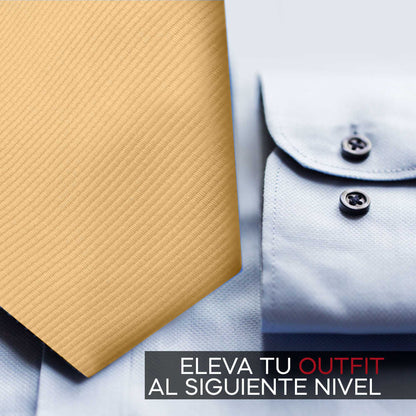OcioDual Corbata Oro, Corbata Hombre, Clásica, Elegante para Celebraciones, Eventos, Corbatas Bodas, Fiestas, Empresarios,