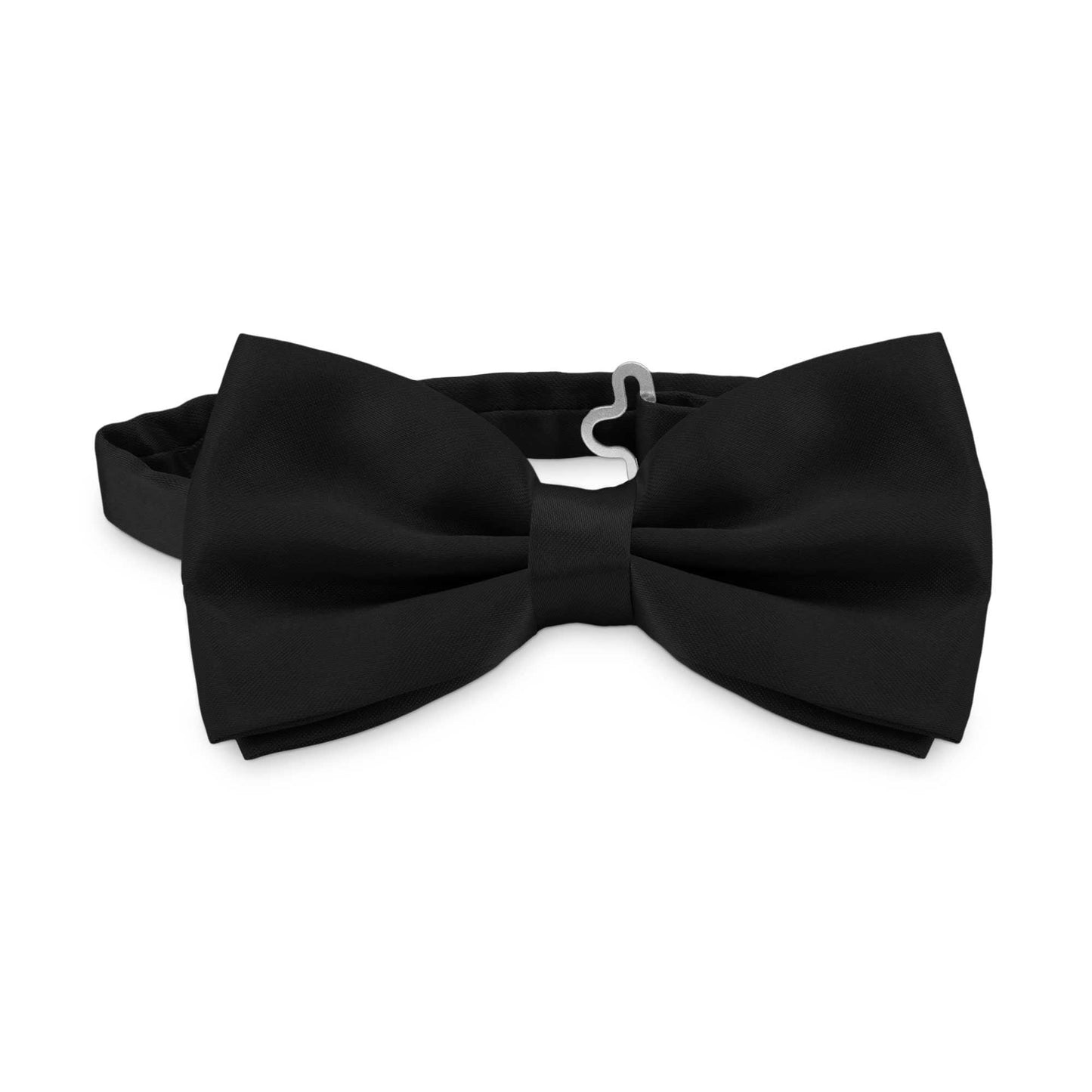 Pajarita Elegante para Hombre de color Negro Diseño Unicolor con Cierre de Gancho Clip Ajustable, 12cm x 6cm, Celebraciones, Fiestas, Trabajo, Bodas y Eventos