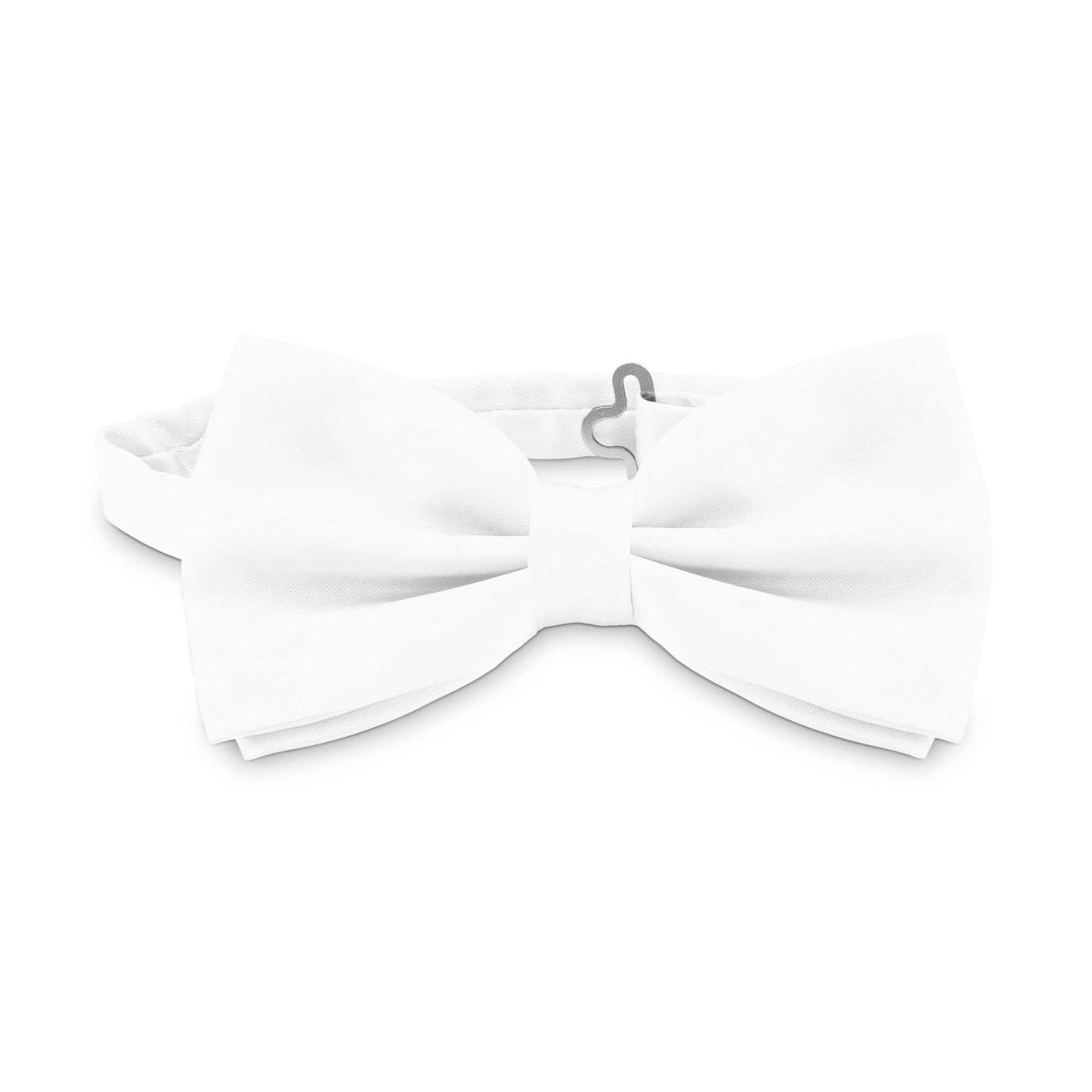 Pajarita Elegante para Hombre de color Blanco Diseño Unicolor con Cierre de Gancho Clip Ajustable, 12cm x 6cm, Celebraciones, Fiestas, Trabajo, Bodas y Eventos