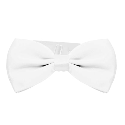 Pajarita Elegante para Hombre de color Blanco Diseño Unicolor con Cierre de Gancho Clip Ajustable, 12cm x 6cm, Celebraciones, Fiestas, Trabajo, Bodas y Eventos