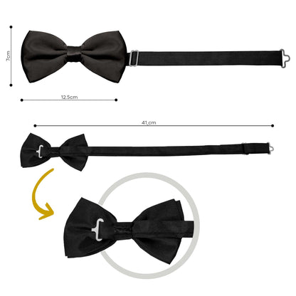 Pajarita Elegante para Hombre de color Nacar Diseño Unicolor con Cierre de Gancho Clip Ajustable, 12cm x 6cm, Celebraciones, Fiestas, Trabajo, Bodas y Eventos