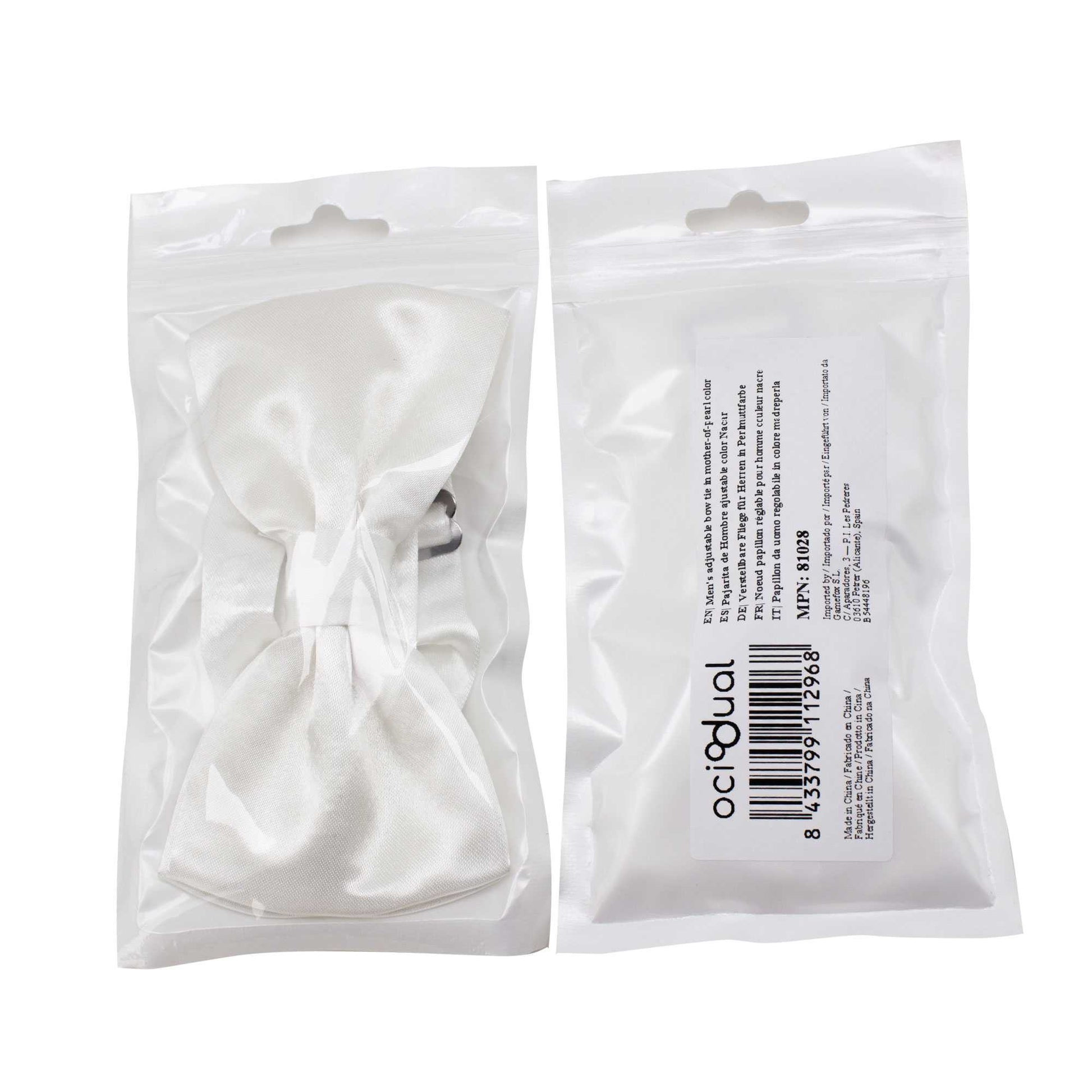 Pajarita Elegante para Hombre de color Nacar Diseño Unicolor con Cierre de Gancho Clip Ajustable, 12cm x 6cm, Celebraciones, Fiestas, Trabajo, Bodas y Eventos