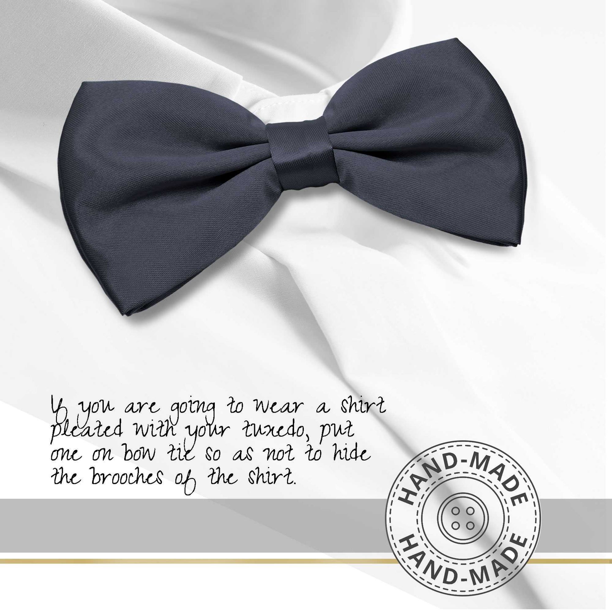 Pajarita Elegante para Hombre de color Gris Oscuro Azulado Diseño Unicolor con Cierre de Gancho Clip Ajustable, 12cm x 6cm, Celebraciones, Fiestas, Trabajo, Bodas y Eventos