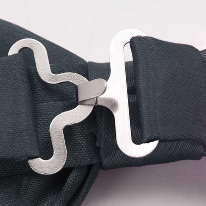 Pajarita Elegante para Hombre de color Gris Oscuro Azulado Diseño Unicolor con Cierre de Gancho Clip Ajustable, 12cm x 6cm, Celebraciones, Fiestas, Trabajo, Bodas y Eventos