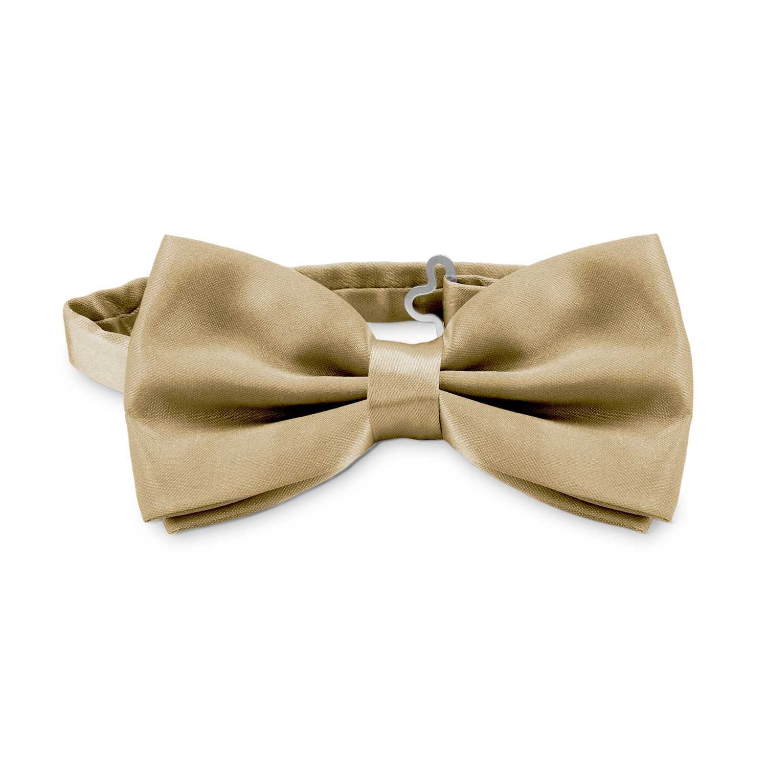 Pajarita Elegante para Hombre de color Beige Diseño Unicolor con Cierre de Gancho Clip Ajustable, 12cm x 6cm, Celebraciones, Fiestas, Trabajo, Bodas y Eventos