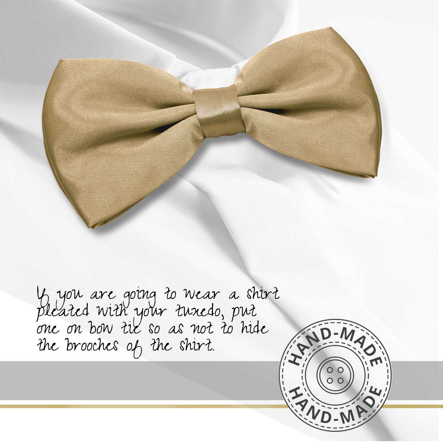 Pajarita Elegante para Hombre de color Beige Diseño Unicolor con Cierre de Gancho Clip Ajustable, 12cm x 6cm, Celebraciones, Fiestas, Trabajo, Bodas y Eventos