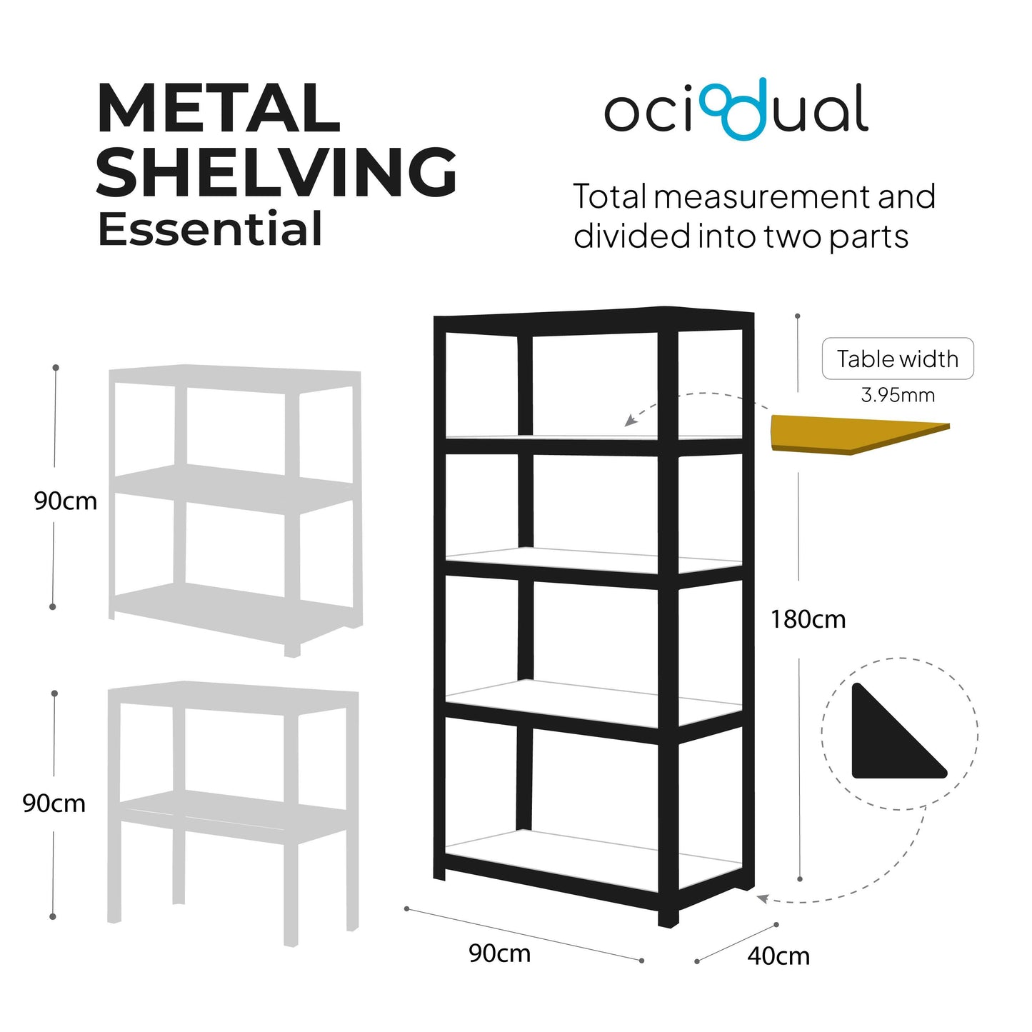 Estantería Metálica Essential Blanco, Ideal para Hogar, Garaje, Cocina, Oficina, Multiusos